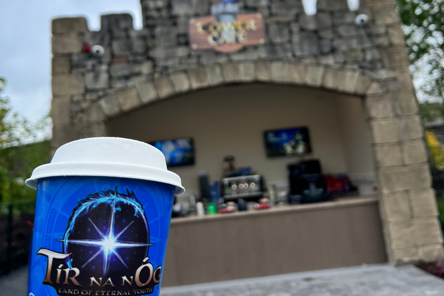 a coffee cup outside Tower Café