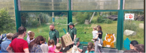 Zookeepers carrying out an enrichment workshop on tiger day